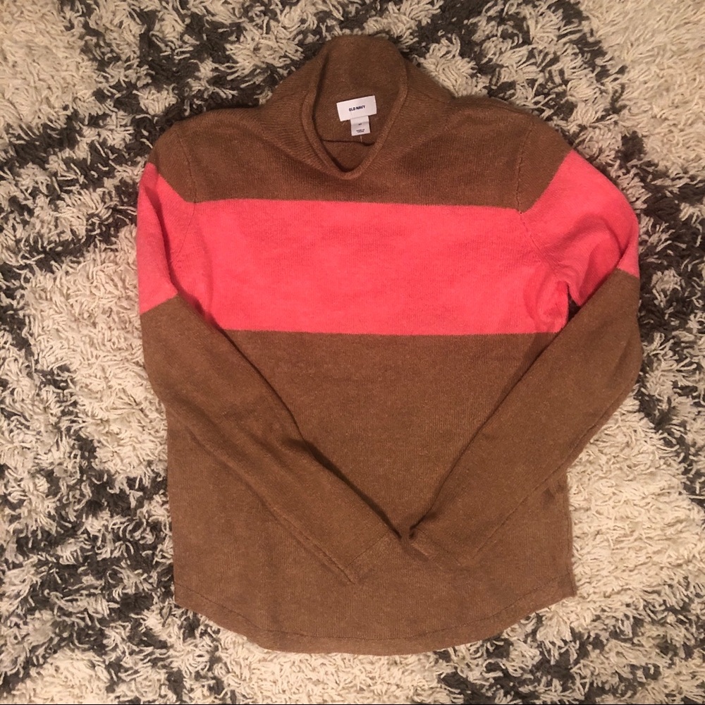 NWT Old Navy camel and pink stripe sweater size XS